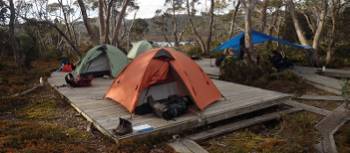 Camp setup on the Overland Track